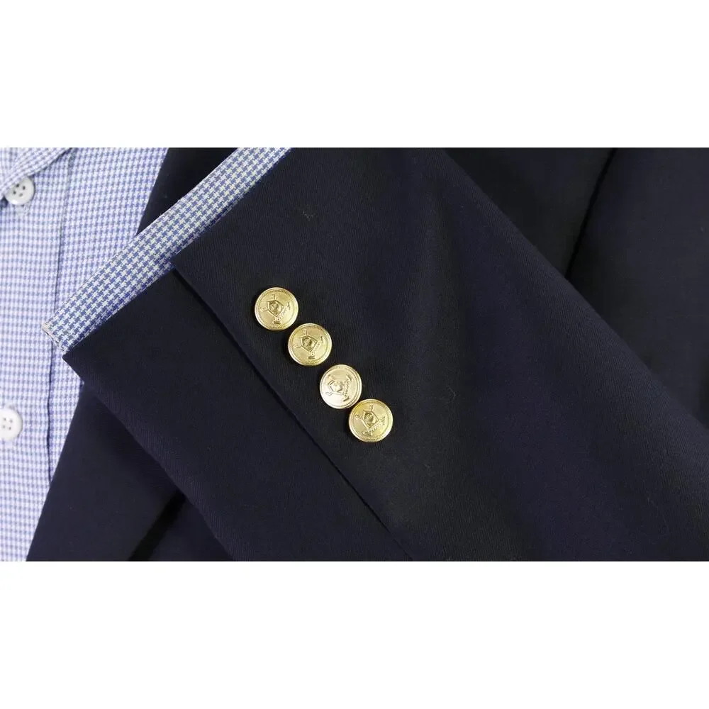 Lauren Ralph Lauren Navy Blue Gold Metal Buttons 2-Btn Wool Blazer Jacket 38S